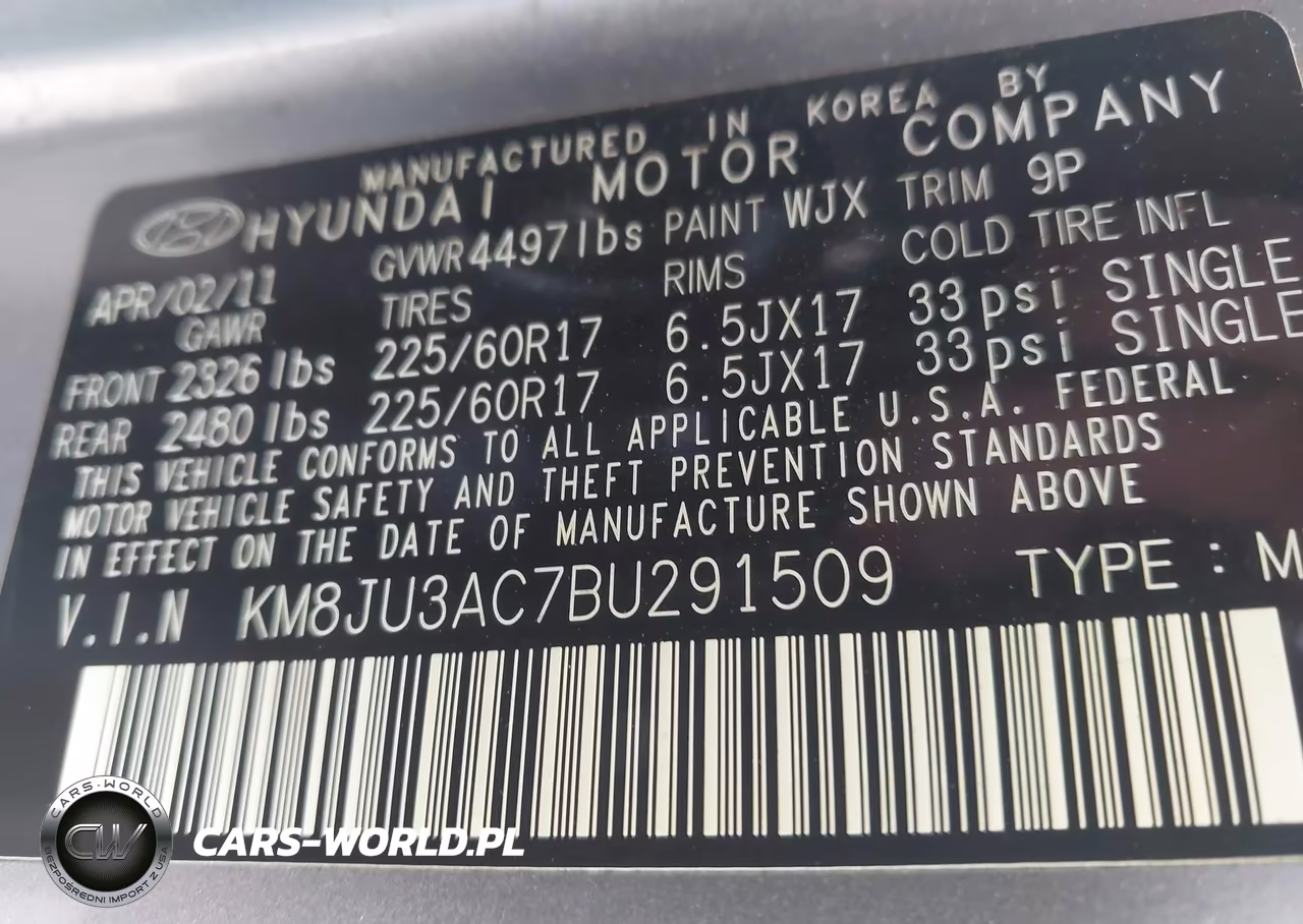 2011 Hyundai Tucson Gls VIN:KM8JU3AC7BU291509 - 9