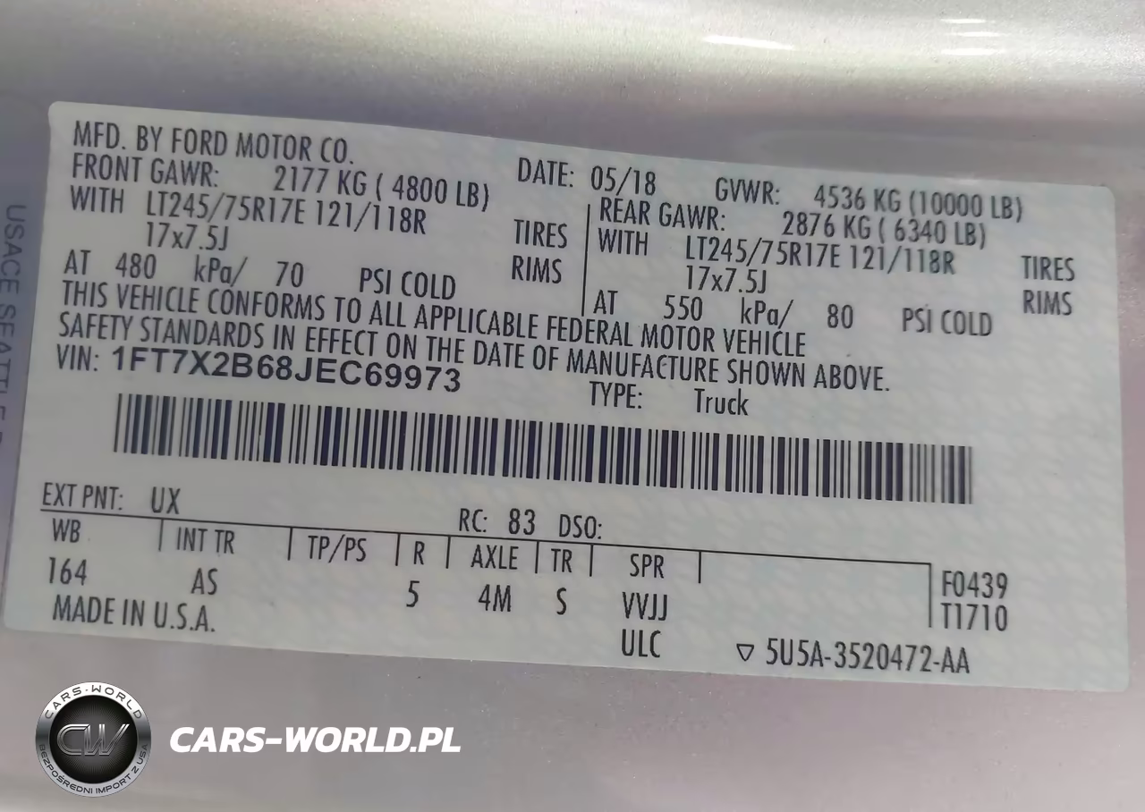 2018 Ford F-250 Xl VIN:1FT7X2B68JEC69973 - 9