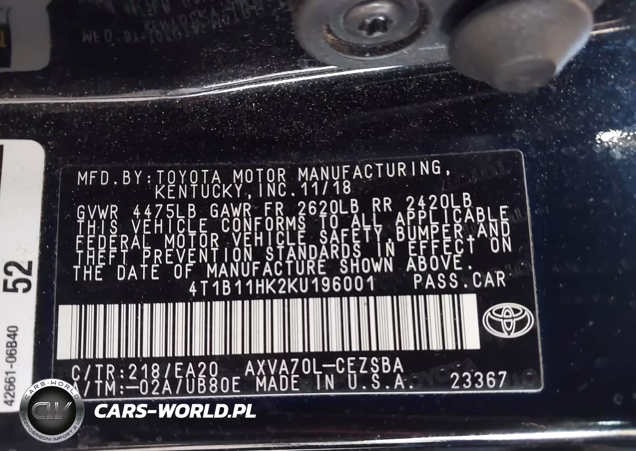 2019 Toyota Camry Se VIN:4T1B11HK2KU196001 - 9