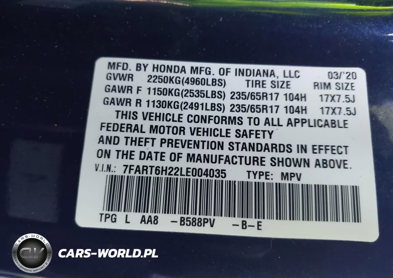 2020 Honda Cr-V Hybrid Lx VIN:7FART6H22LE004035 - 9