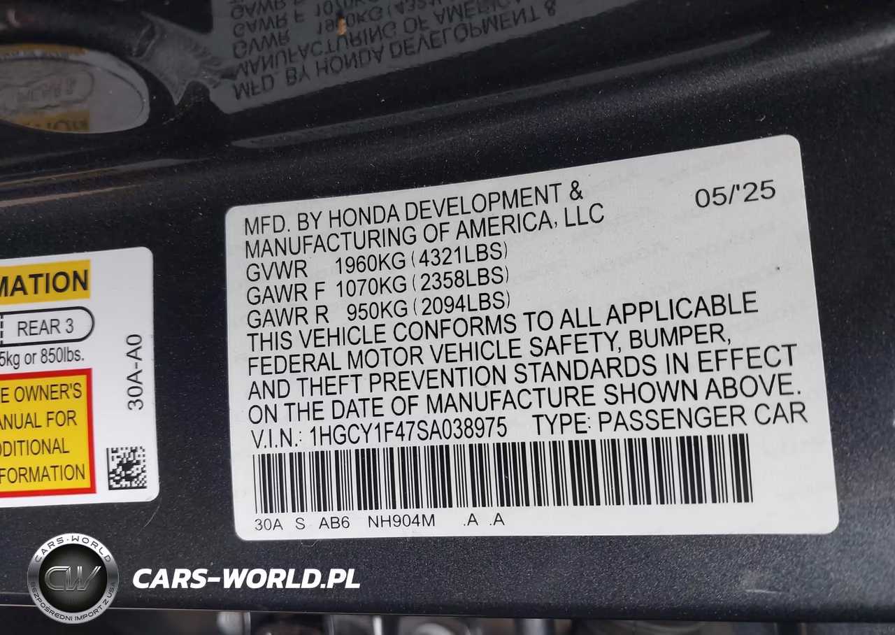 2025 Honda Accord Se VIN:1HGCY1F47SA038975 - 9