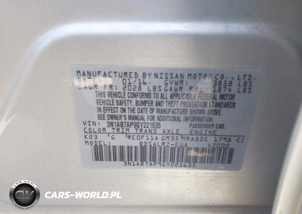 2016 Nissan Sentra Sr VIN:3N1AB7AP9GY221635 - 9