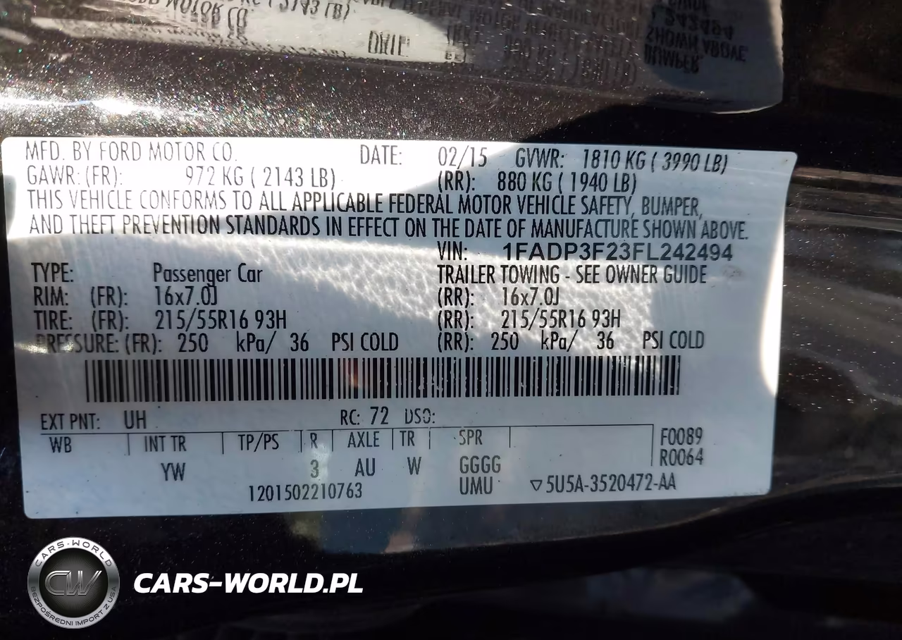 2015 Ford Focus Se VIN:1FADP3F23FL242494 - 9