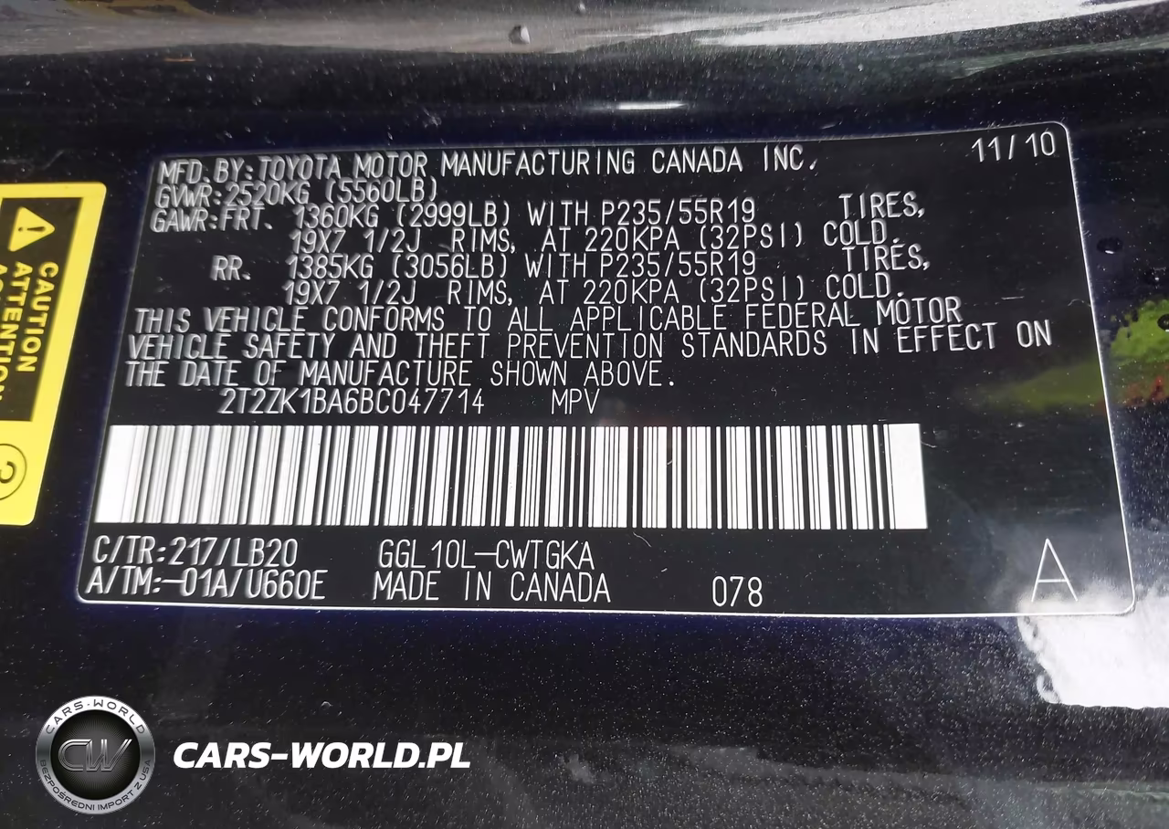 2011 Lexus Rx 350 VIN:2T2ZK1BA6BC047714 - 9