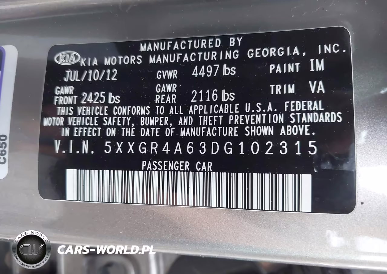 2013 Kia Optima Sx VIN:5XXGR4A63DG102315 - 9