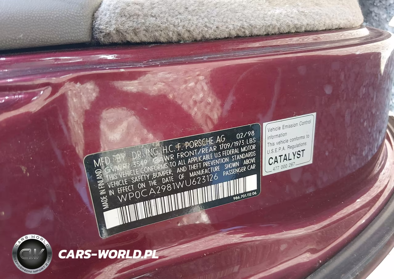 1998 Porsche Boxster VIN:WP0CA2981WU623126 - 9