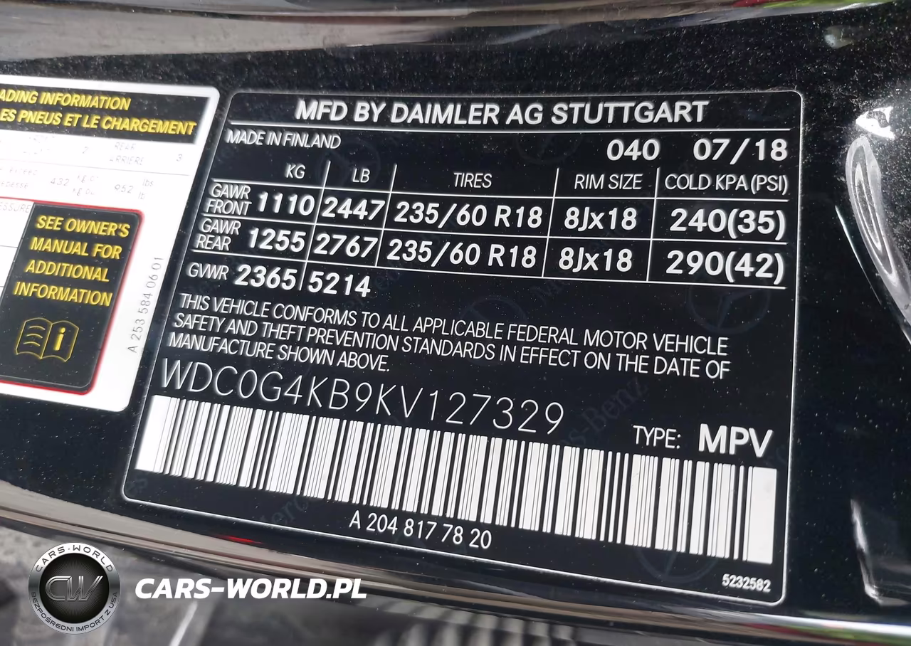 2019 Mercedes-Benz Glc 300 4Matic VIN:WDC0G4KB9KV127329 - 9