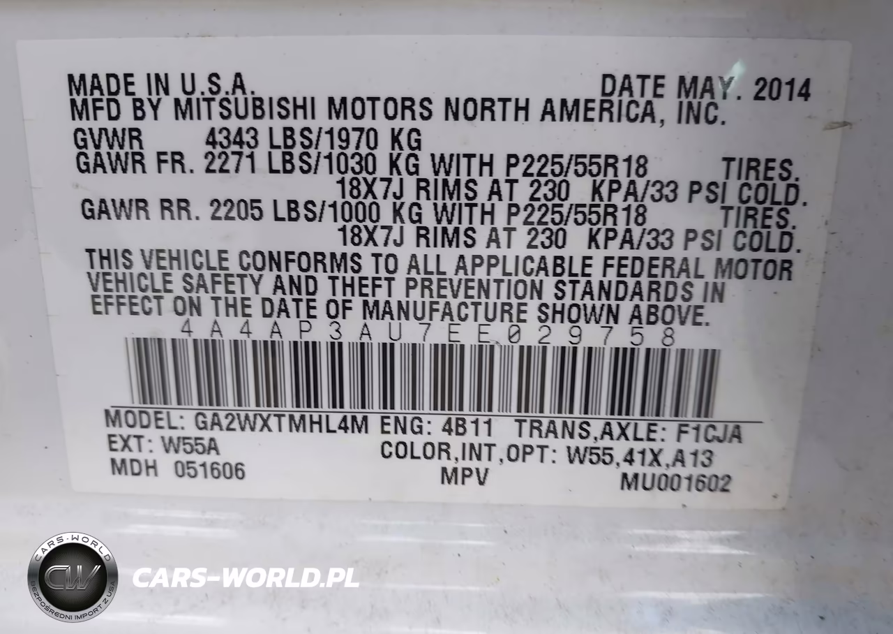 2014 Mitsubishi Outlander Sport Es VIN:4A4AP3AU7EE029758 - 9