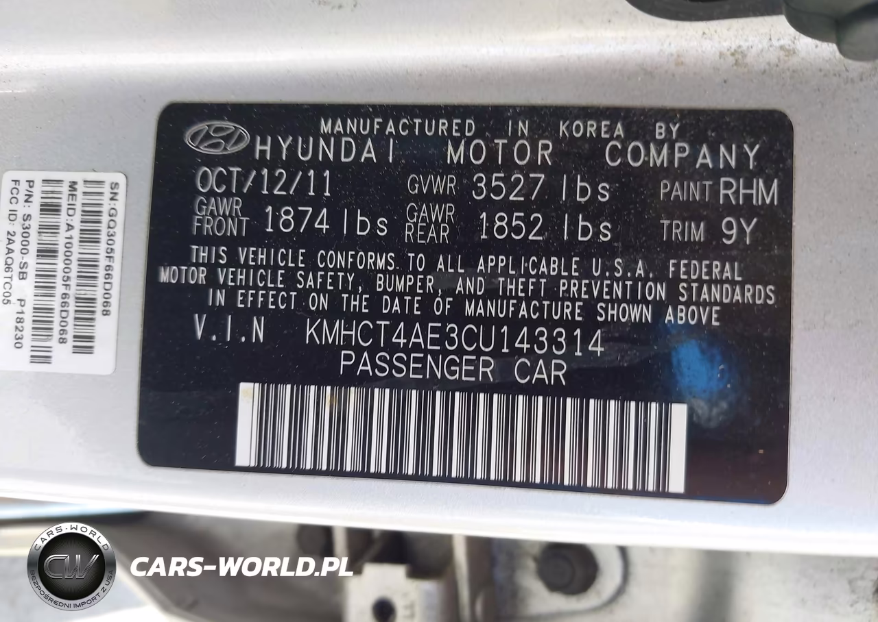 2012 Hyundai Accent Gls VIN:KMHCT4AE3CU143314 - 9