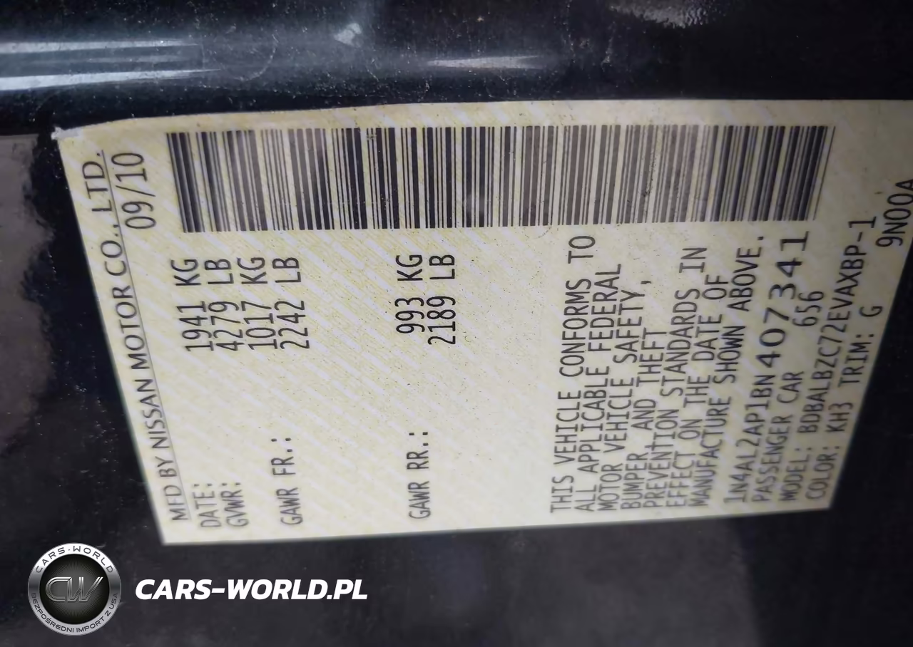 2011 Nissan Altima 2.5 S VIN:1N4AL2AP1BN407341 - 9
