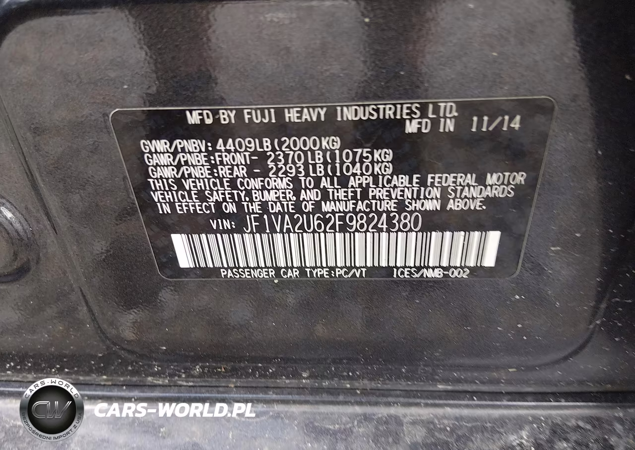 2015 Subaru Wrx Sti Limited VIN:JF1VA2U62F9824380 - 9