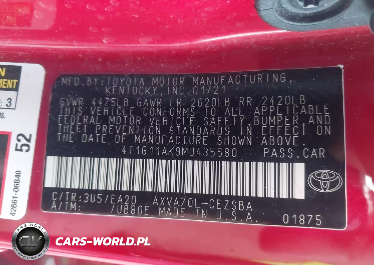 2021 Toyota Camry Se VIN:4T1G11AK9MU435580 - 9