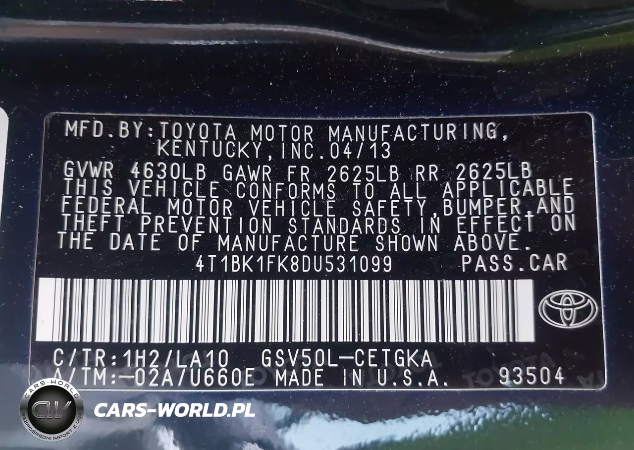 2013 Toyota Camry Xle V6 VIN:4T1BK1FK8DU531099 - 9
