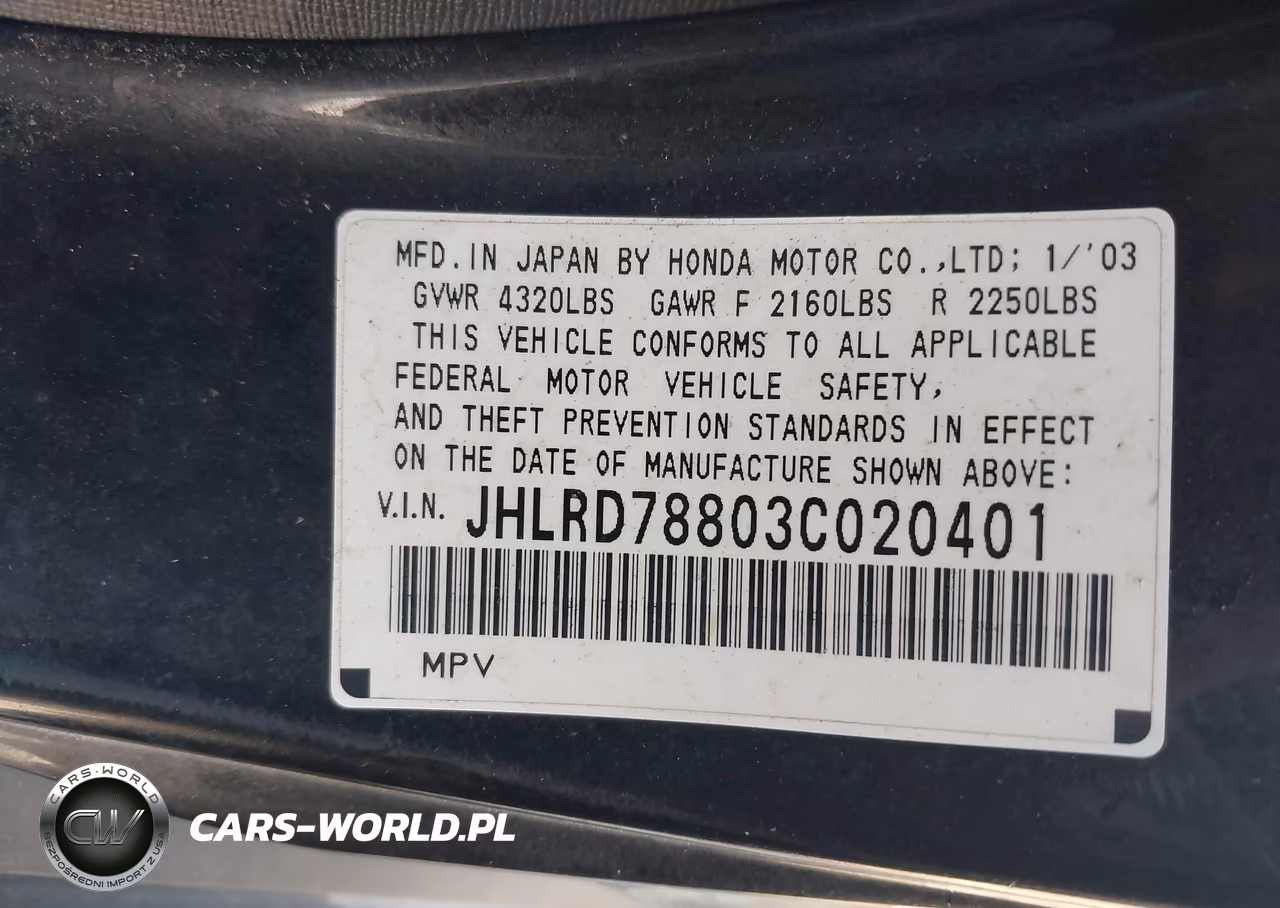 2003 Honda Cr-V Ex VIN:JHLRD78803C020401 - 9