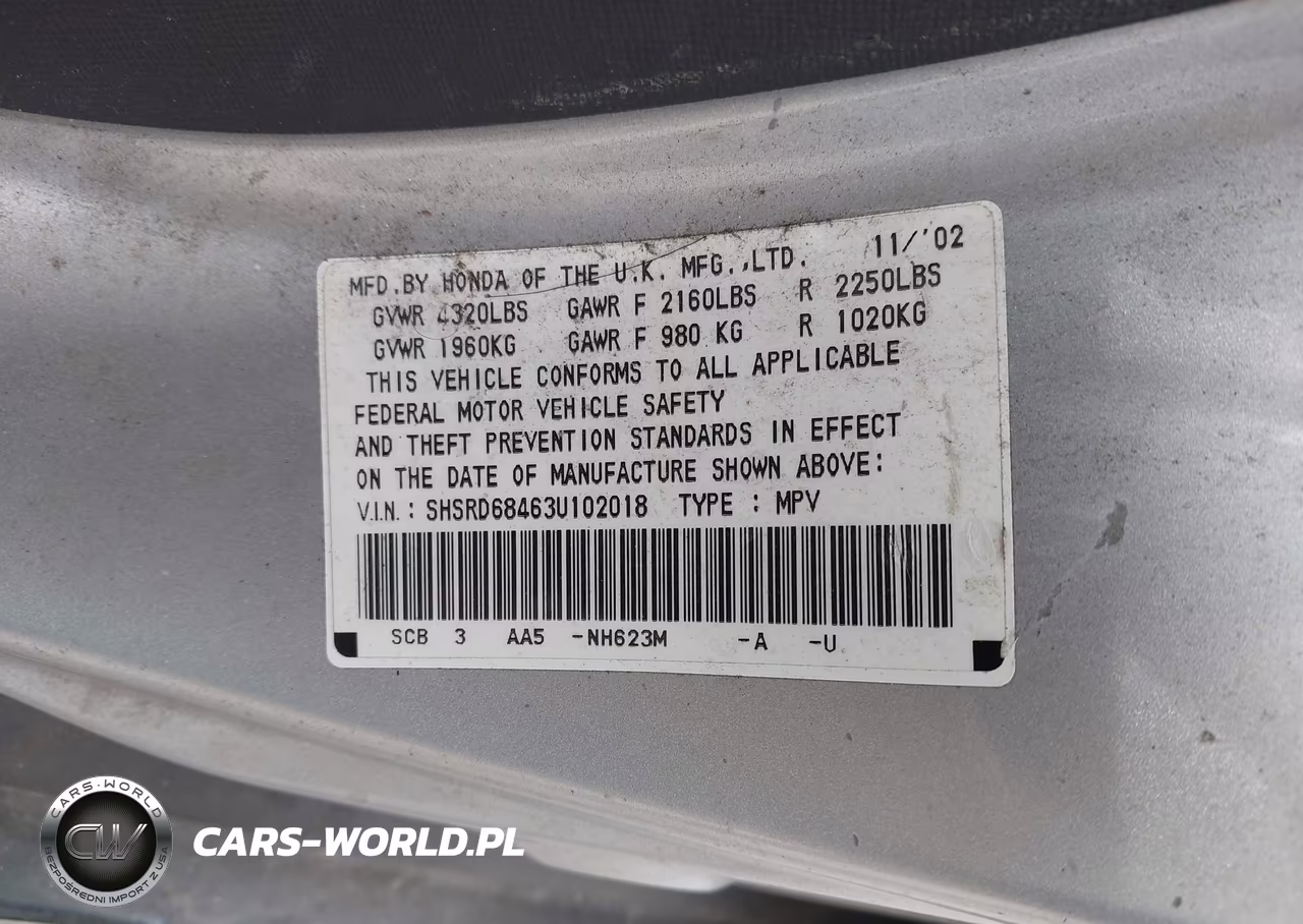 2003 Honda Cr-V Lx VIN:SHSRD68463U102018 - 9