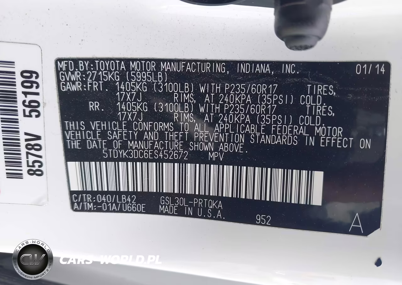 2014 Toyota Sienna Xle V6 8 Passenger VIN:5TDYK3DC6ES452672 - 9