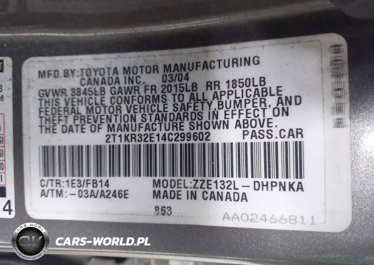 2004 Toyota Corolla Matrix Xr VIN:2T1KR32E14C299602 - 9