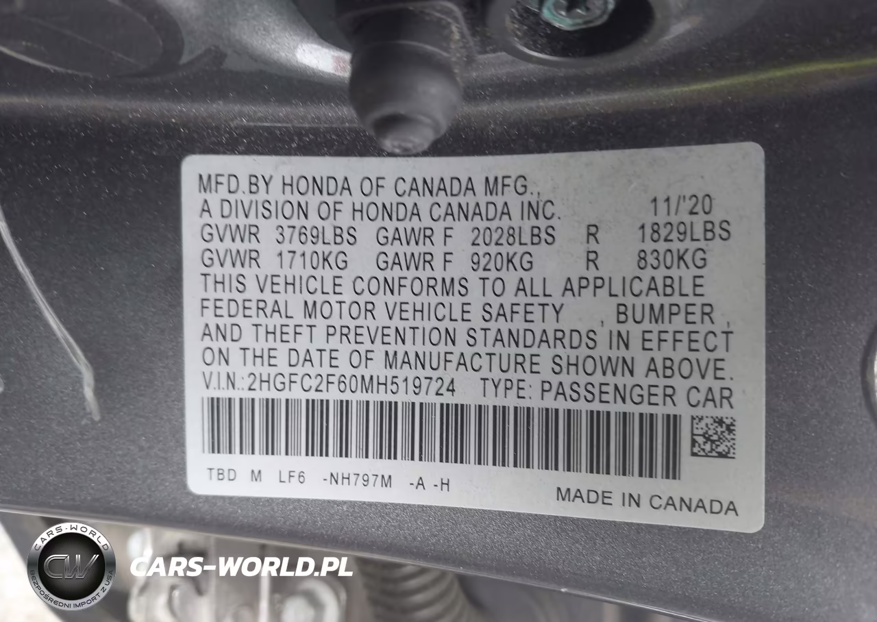 2021 Honda Civic Lx VIN:2HGFC2F60MH519724 - 9