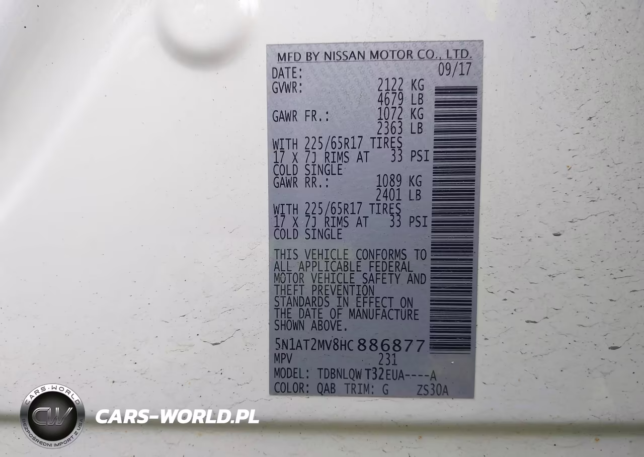 2017 Nissan Rogue Sv VIN:5N1AT2MV8HC886877 - 9