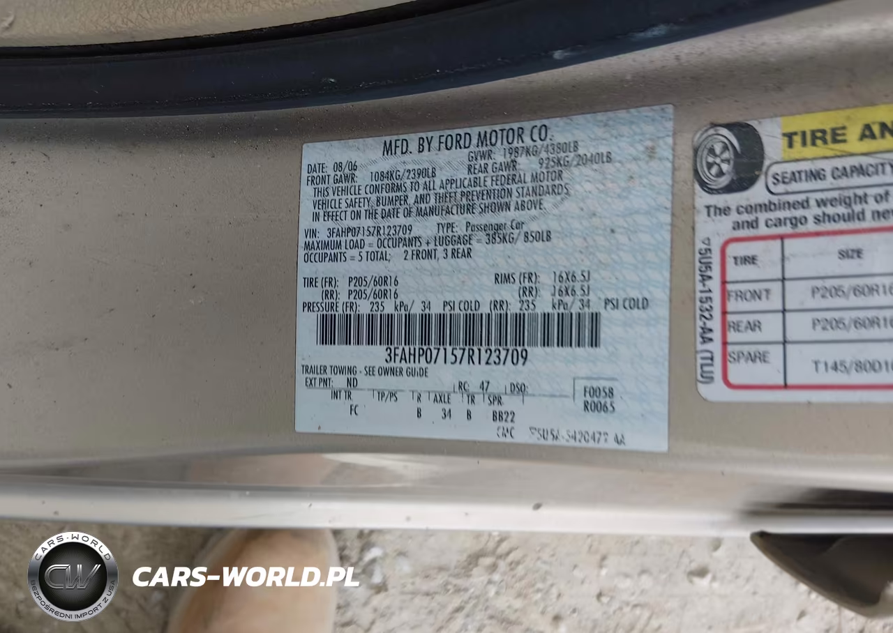 2007 Ford Fusion Se VIN:3FAHP07157R123709 - 9