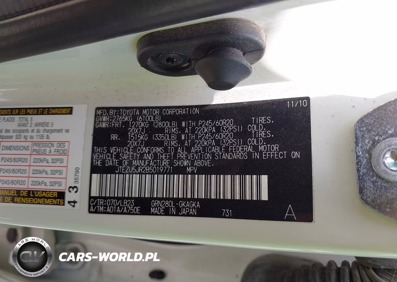 2011 Toyota 4Runner Limited V6 VIN:JTEZU5JR2B5019771 - 9