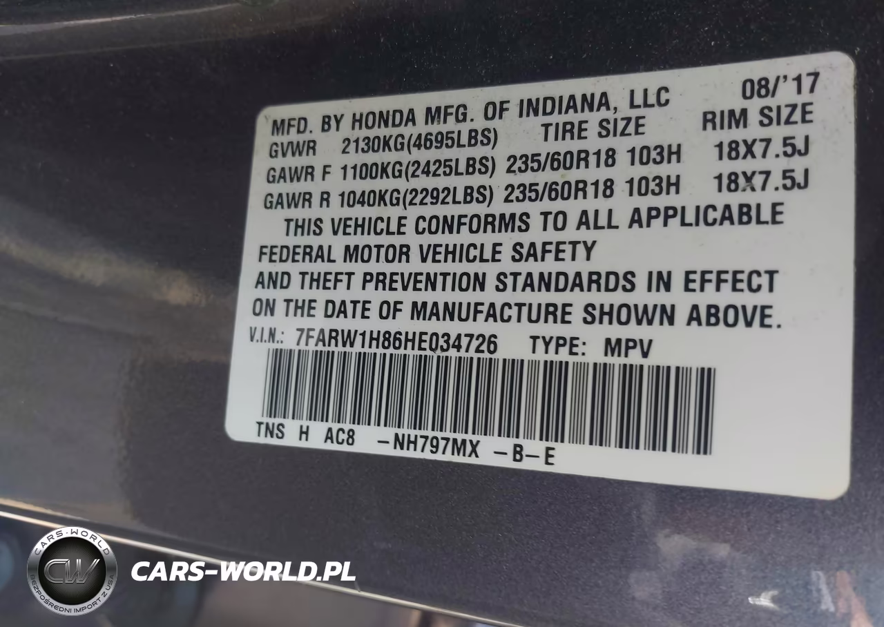 2017 Honda Cr-V Ex-L-Ex-L Navi VIN:7FARW1H86HE034726 - 9