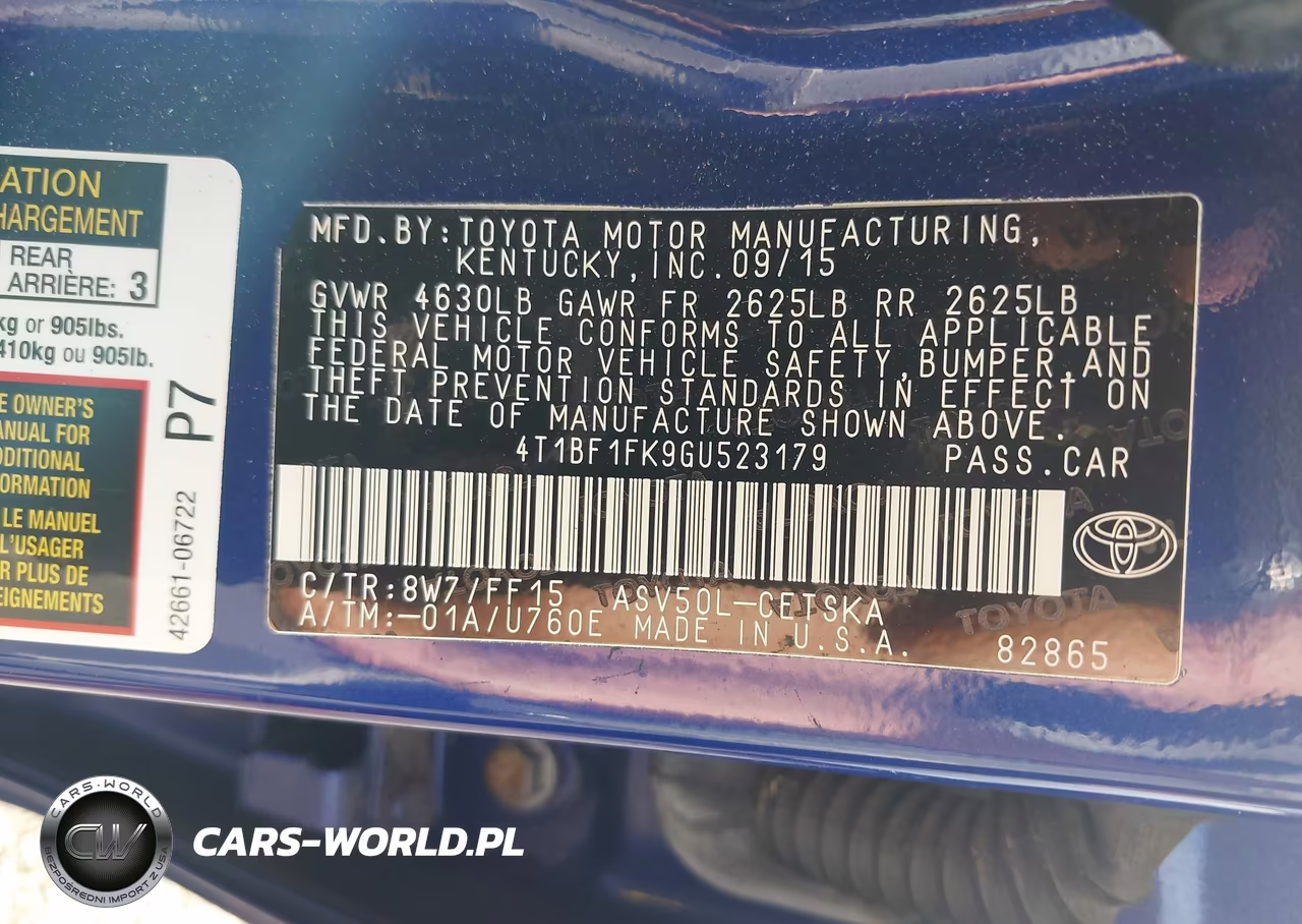 2016 Toyota Camry Se VIN:4T1BF1FK9GU523179 - 9