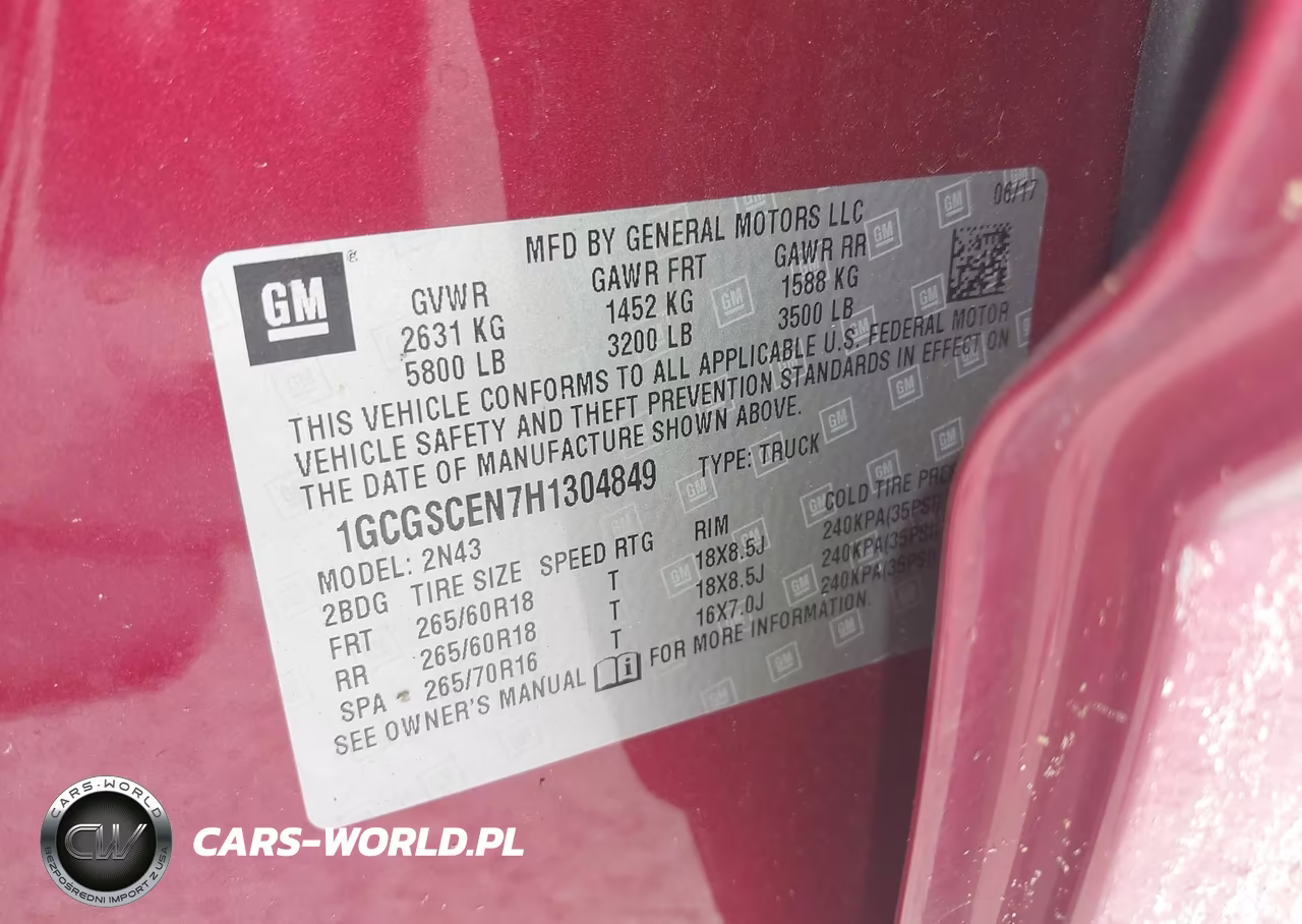 2017 Chevrolet Colorado Lt VIN:1GCGSCEN7H1304849 - 9
