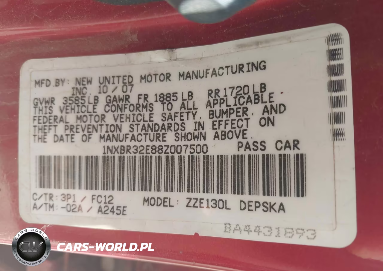 2008 Toyota Corolla S VIN:1NXBR32E88Z007500 - 9