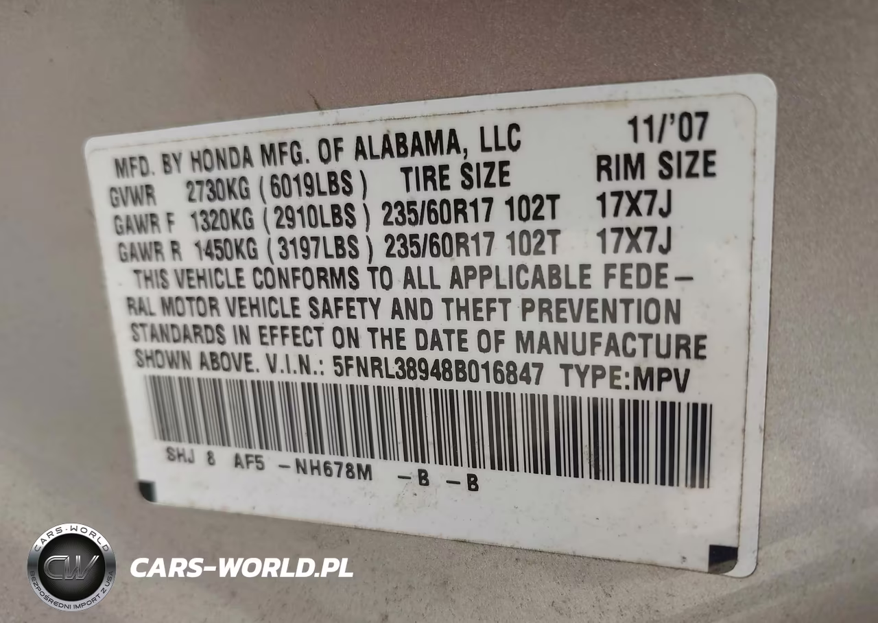 2008 Honda Odyssey Touring VIN:5FNRL38948B016847 - 9