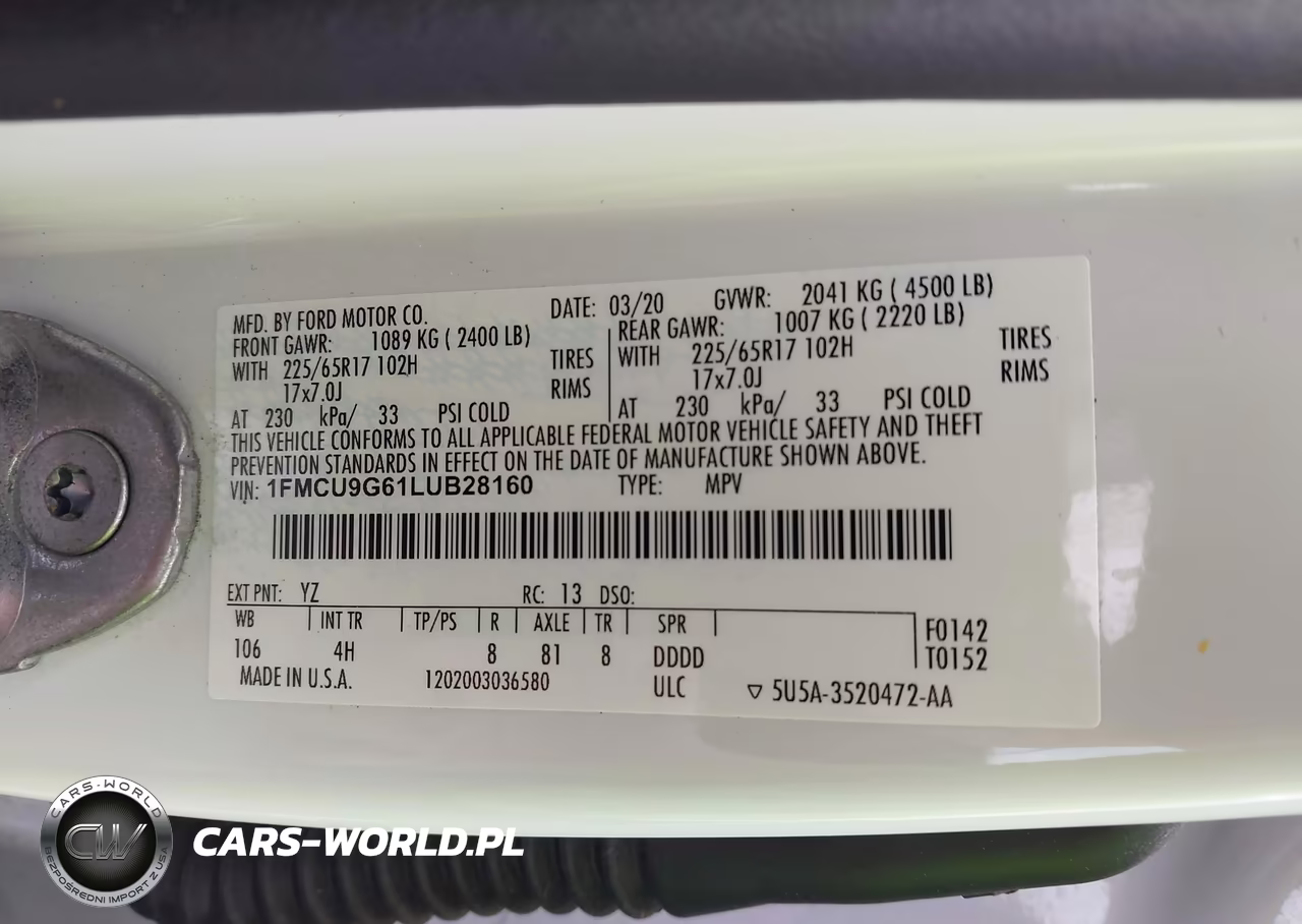 2020 Ford Escape Se VIN:1FMCU9G61LUB28160 - 9