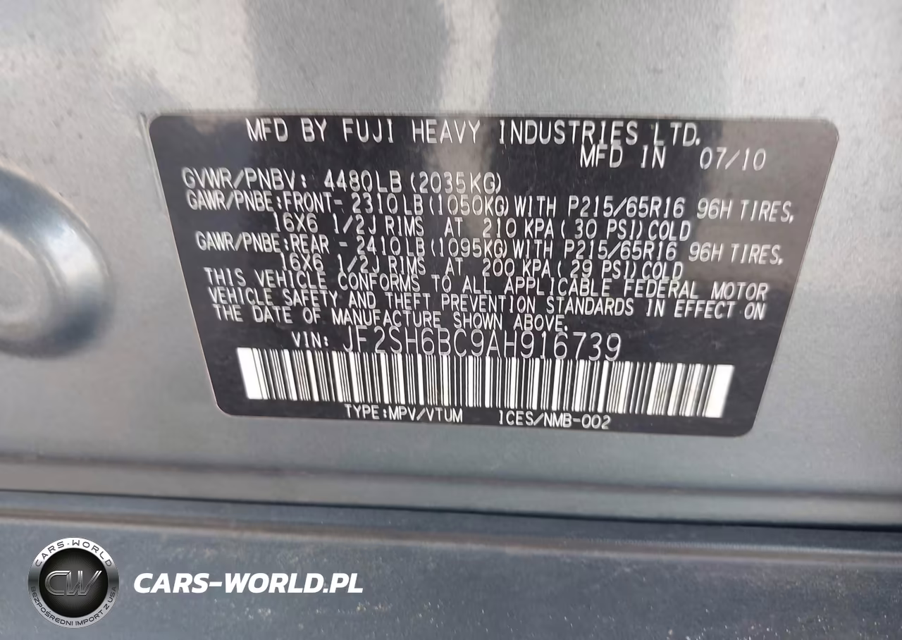 2010 Subaru Forester 2.5X VIN:JF2SH6BC9AH916739 - 9