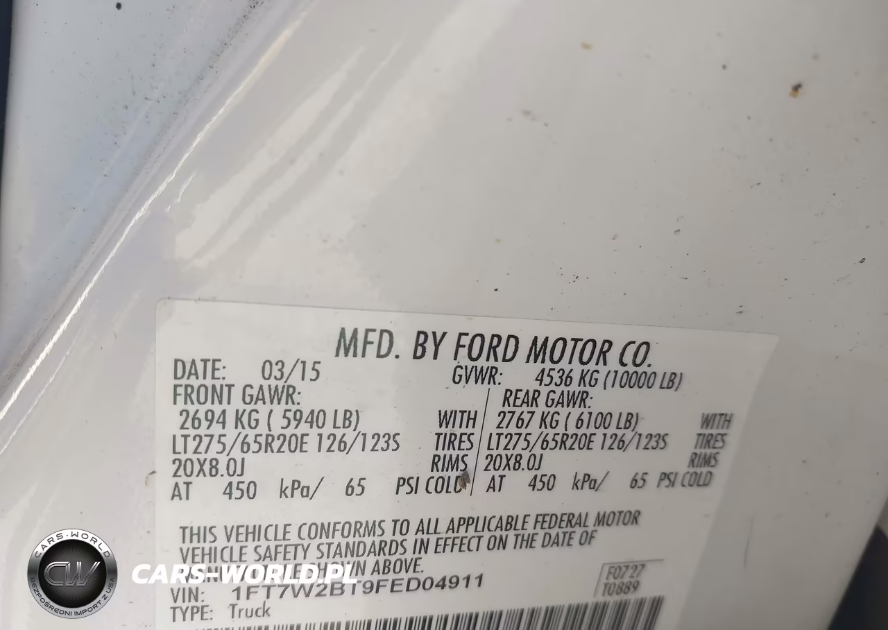 2015 Ford F-250 Lariat VIN:1FT7W2BT9FED04911 - 9