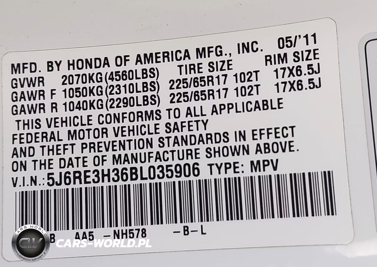 2011 Honda Cr-V Lx VIN:5J6RE3H36BL035906 - 9