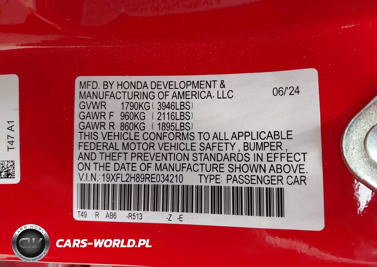 2024 Honda Civic Sport VIN:19XFL2H89RE034210 - 9