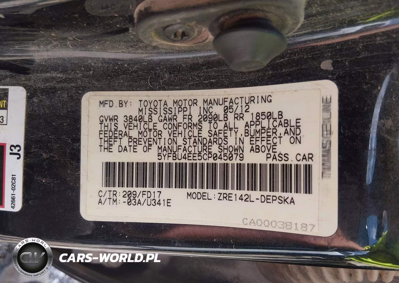 2012 Toyota Corolla S VIN:5YFBU4EE5CP045079 - 9