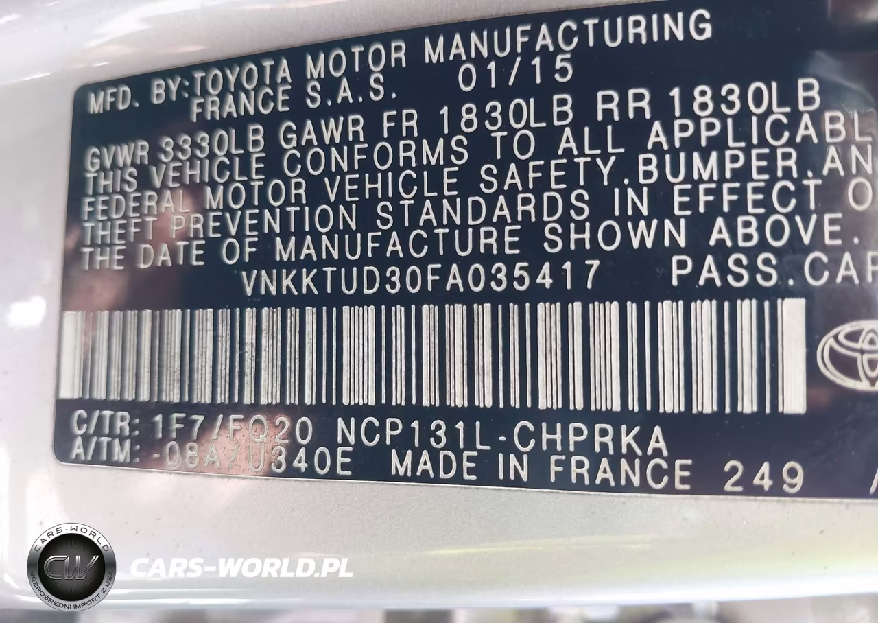 2015 Toyota Yaris L VIN:VNKKTUD30FA035417 - 9