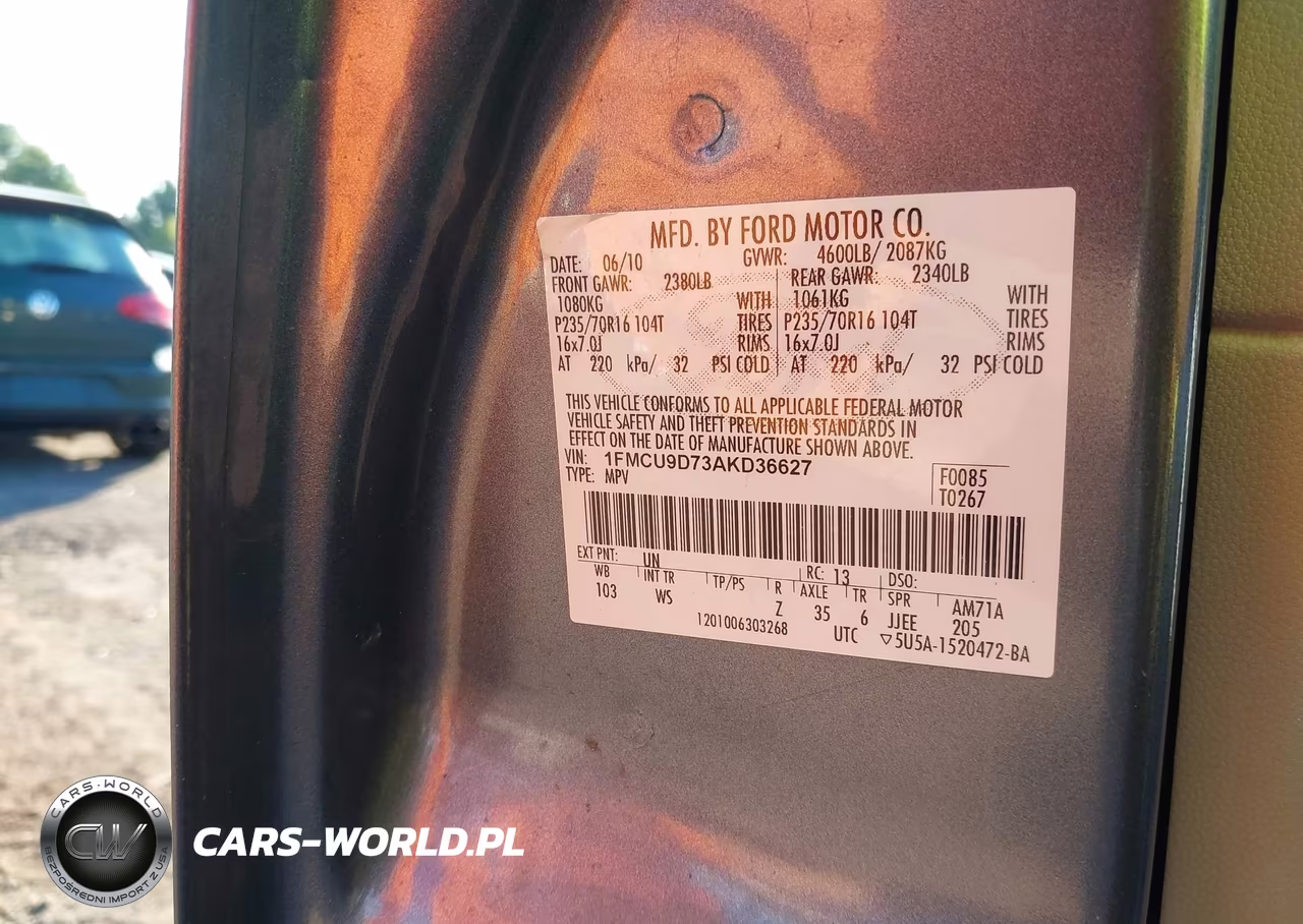 2010 Ford Escape Xlt VIN:1FMCU9D73AKD36627 - 9