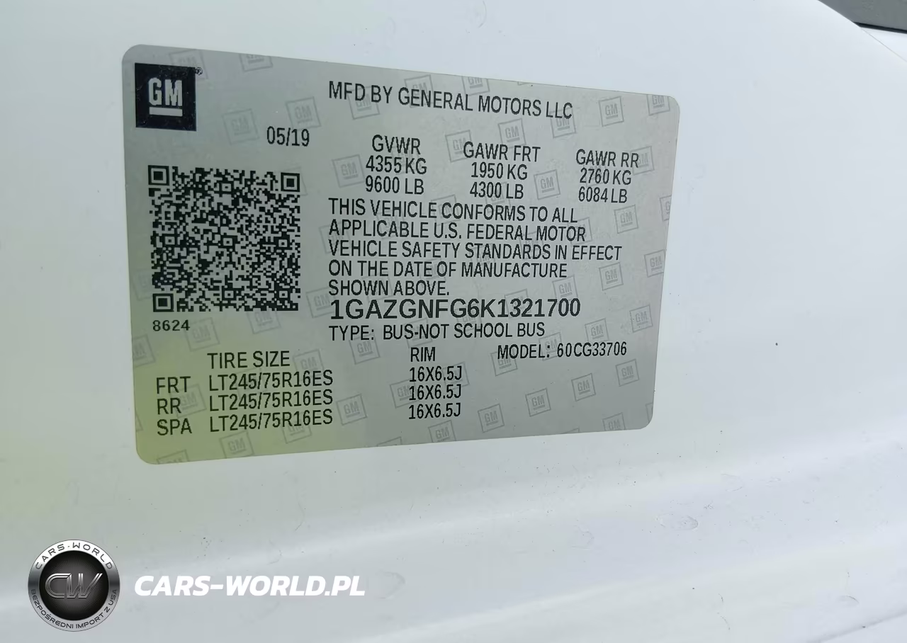 2019 Chevrolet Express 3500 Ls VIN:1GAZGNFG6K1321700 - 9