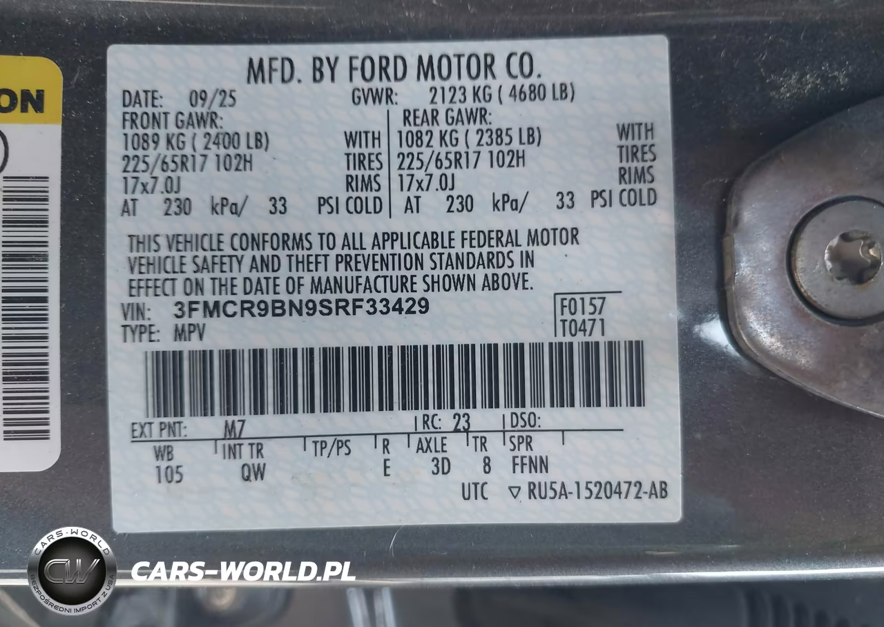 2025 Ford Bronco Sport Big Bend VIN:3FMCR9BN9SRF33429 - 9