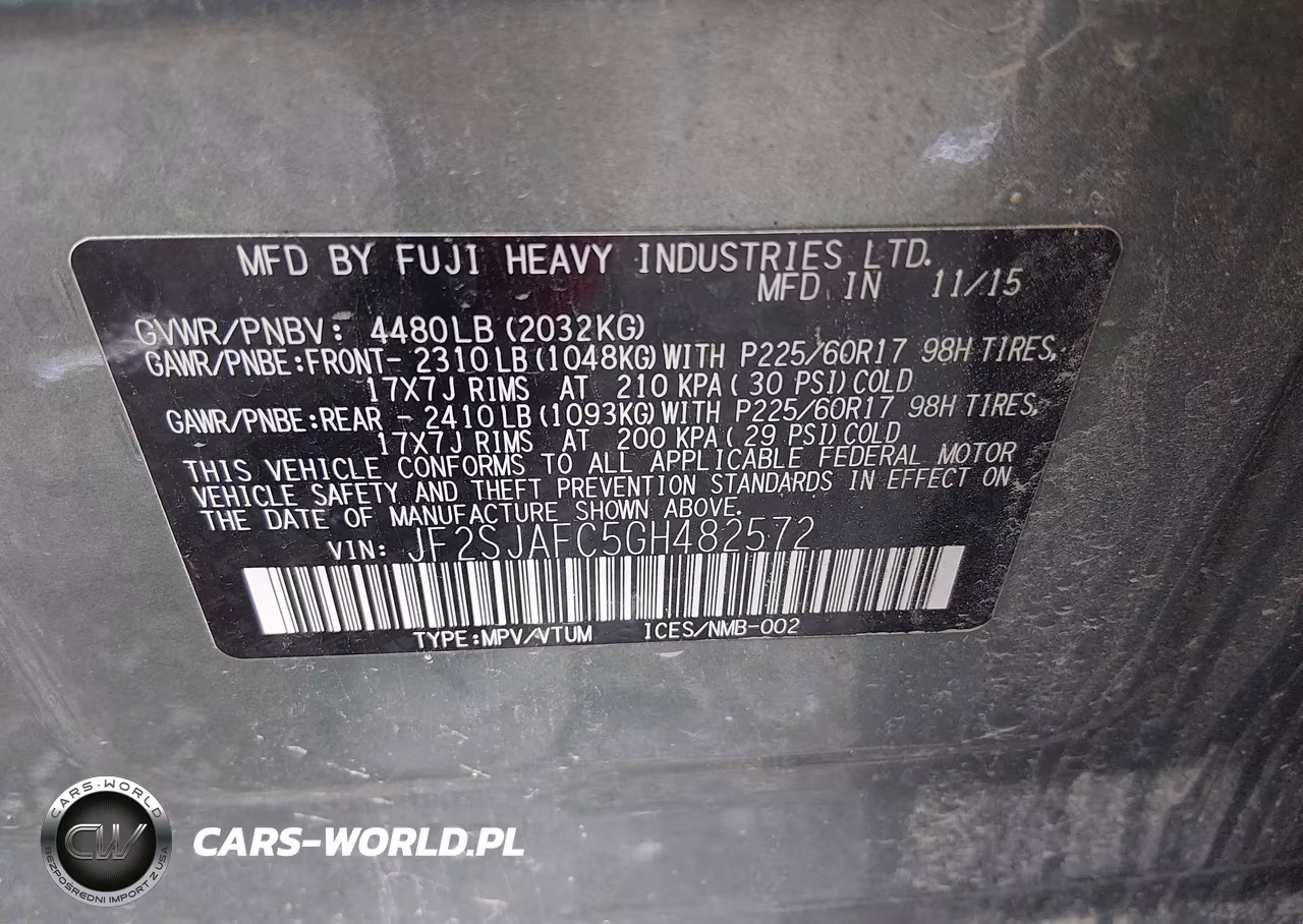 2016 Subaru Forester 2.5I Premium VIN:JF2SJAFC5GH482572 - 9