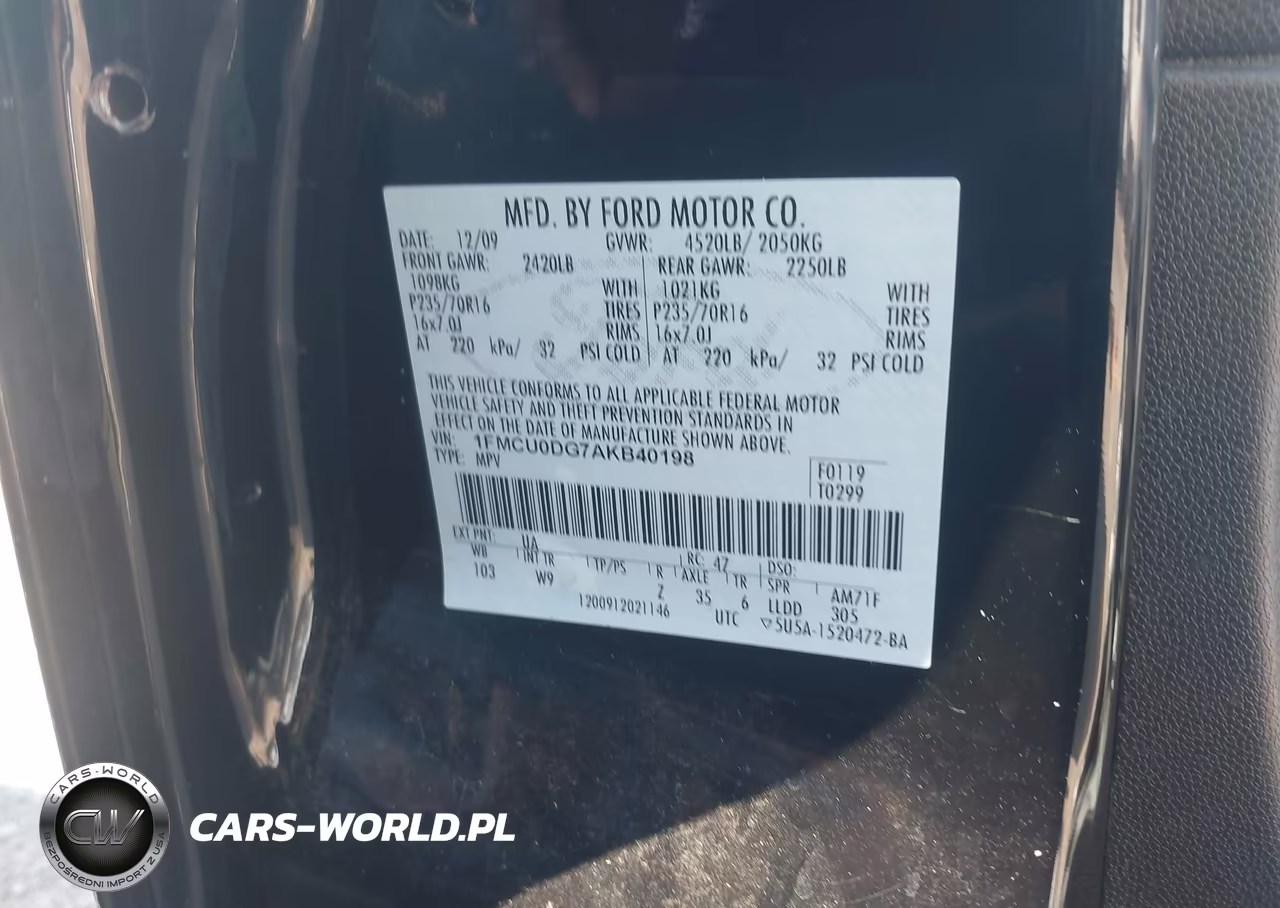 2010 Ford Escape Xlt VIN:1FMCU0DG7AKB40198 - 9
