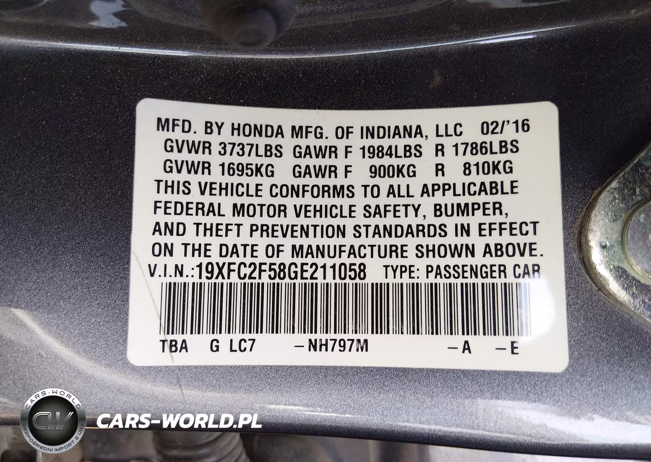 2016 Honda Civic Lx VIN:19XFC2F58GE211058 - 9