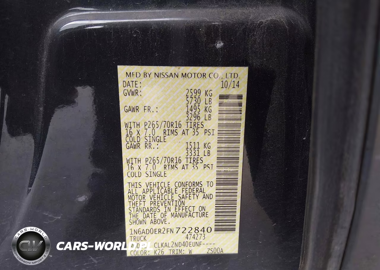 2015 Nissan Frontier Sv VIN:1N6AD0ER2FN722840 - 9