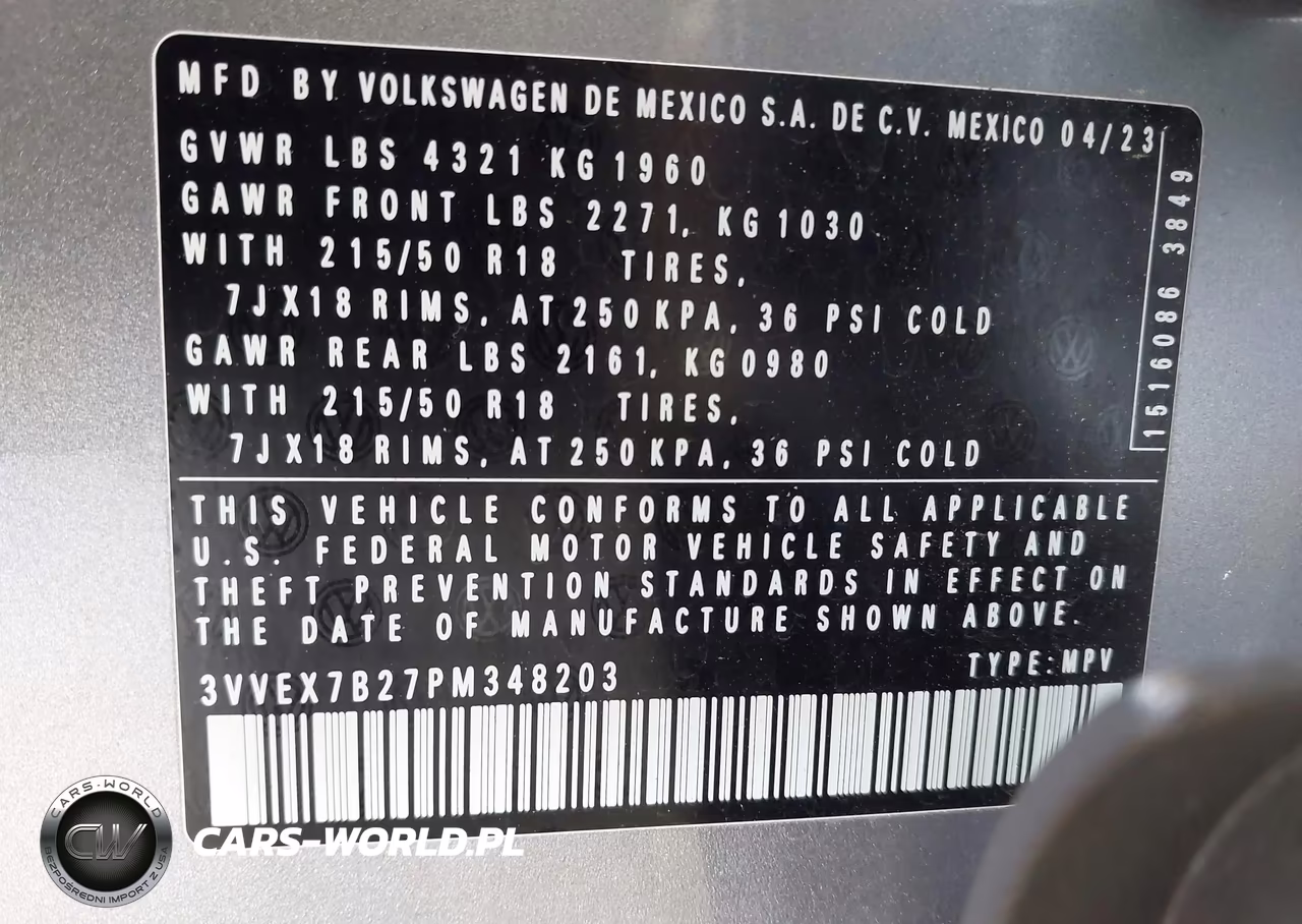 2023 Volkswagen Taos 1.5T Se VIN:3VVEX7B27PM348203 - 9