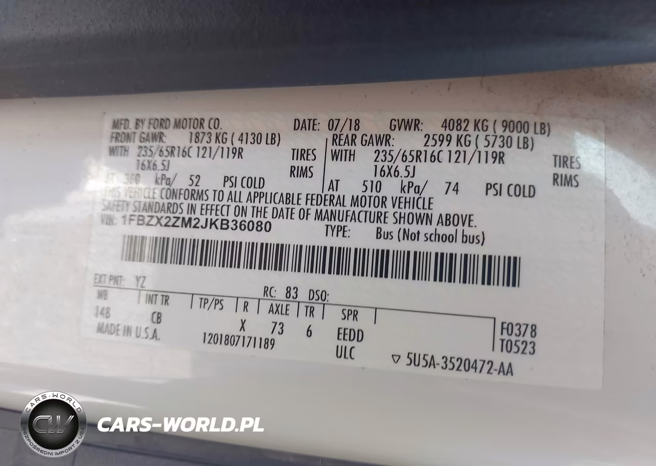 2018 Ford Transit-350 Xl VIN:1FBZX2ZM2JKB36080 - 9