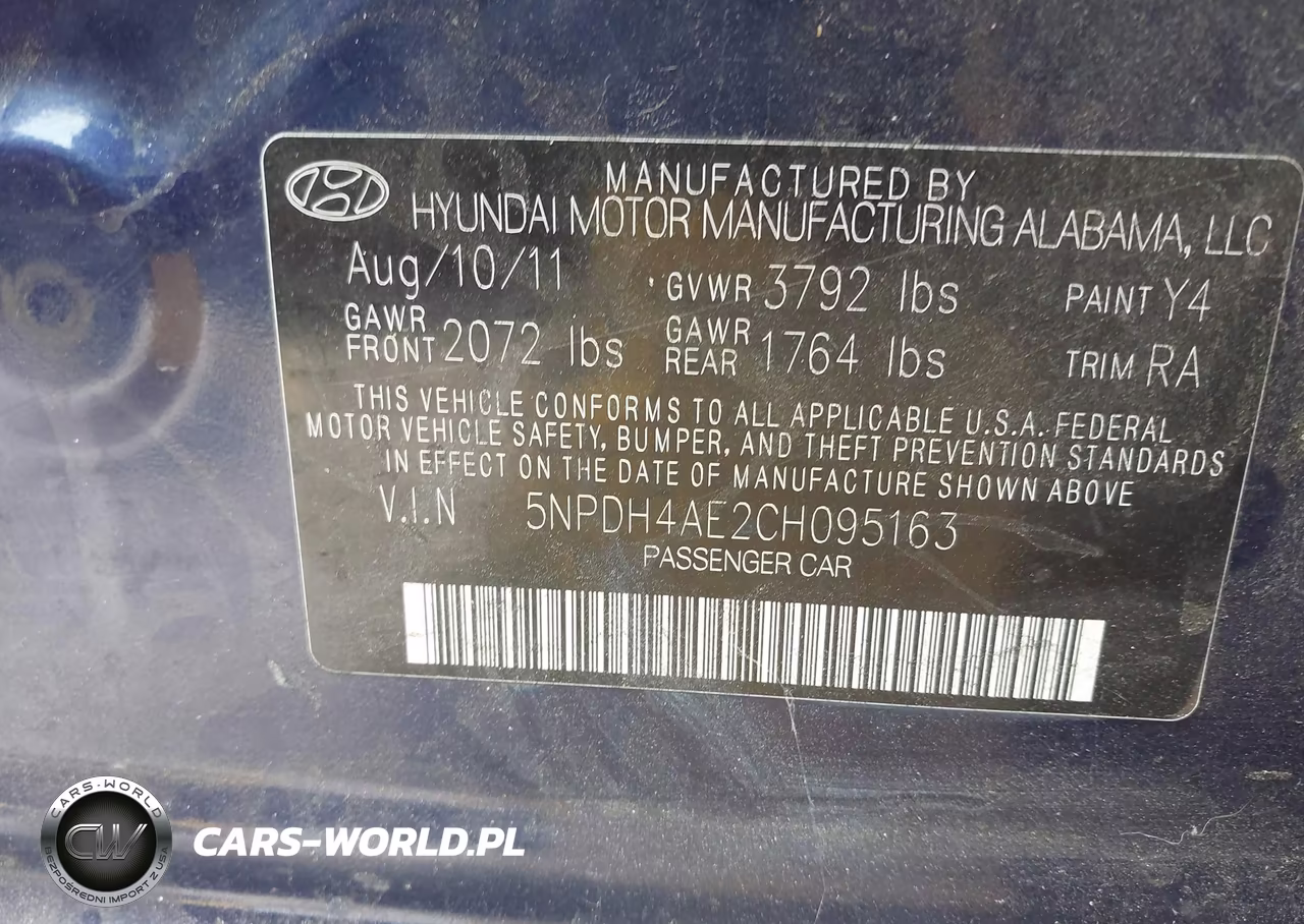 2012 Hyundai Elantra Gls VIN:5NPDH4AE2CH095163 - 9