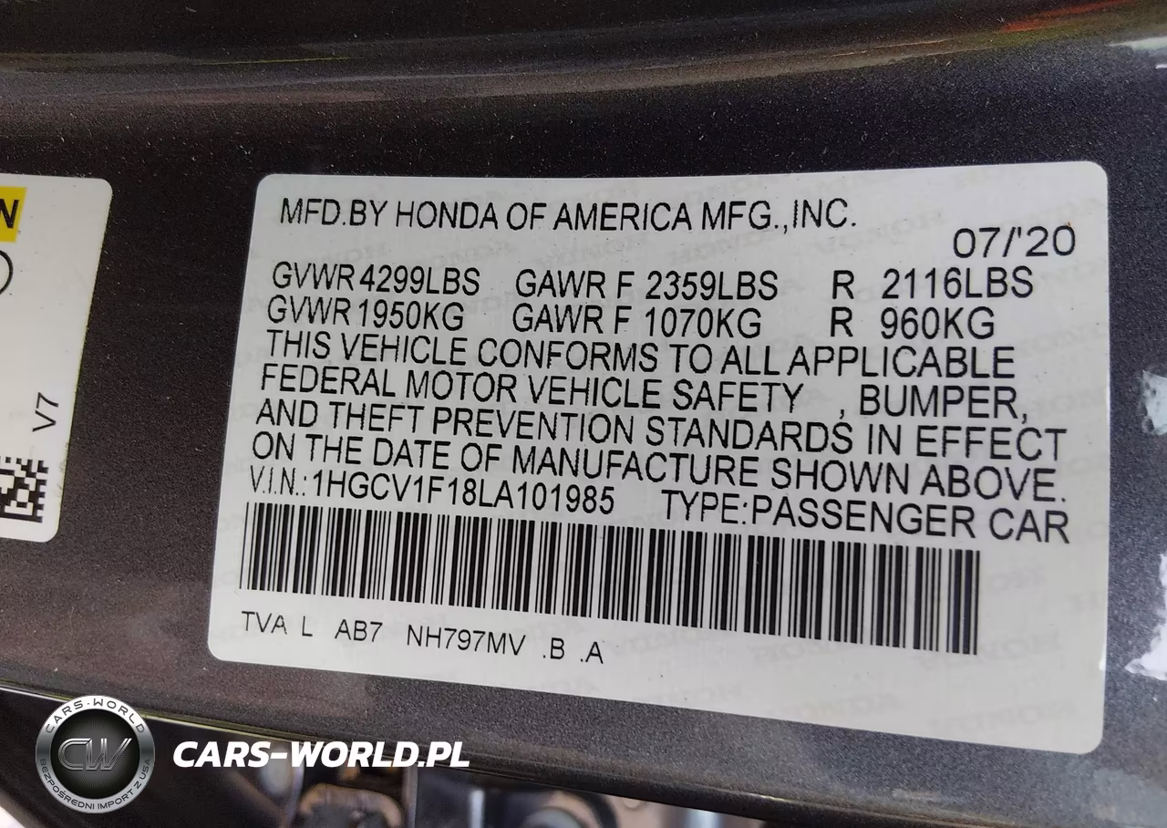 2020 Honda Accord Lx VIN:1HGCV1F18LA101985 - 9