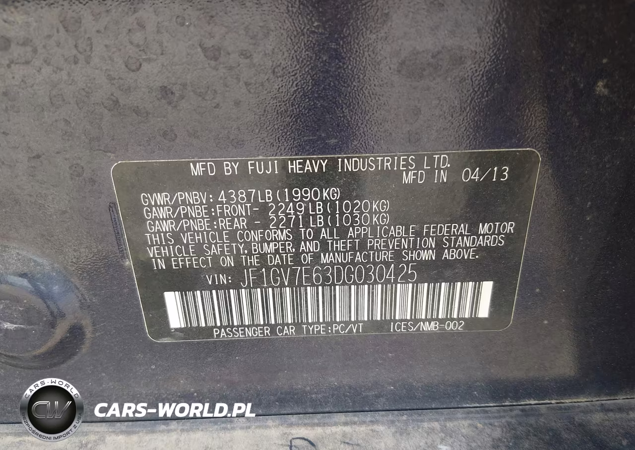 2013 Subaru Impreza Wrx VIN:JF1GV7E63DG030425 - 9