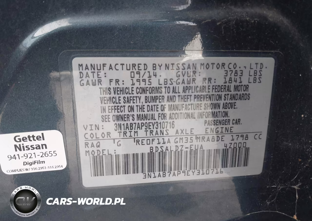 2014 Nissan Sentra Sv VIN:3N1AB7AP9EY310716 - 9